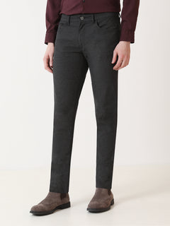 Siyah Dokuma Slim Fit Casual Pamuk Karışımlı Pantolon