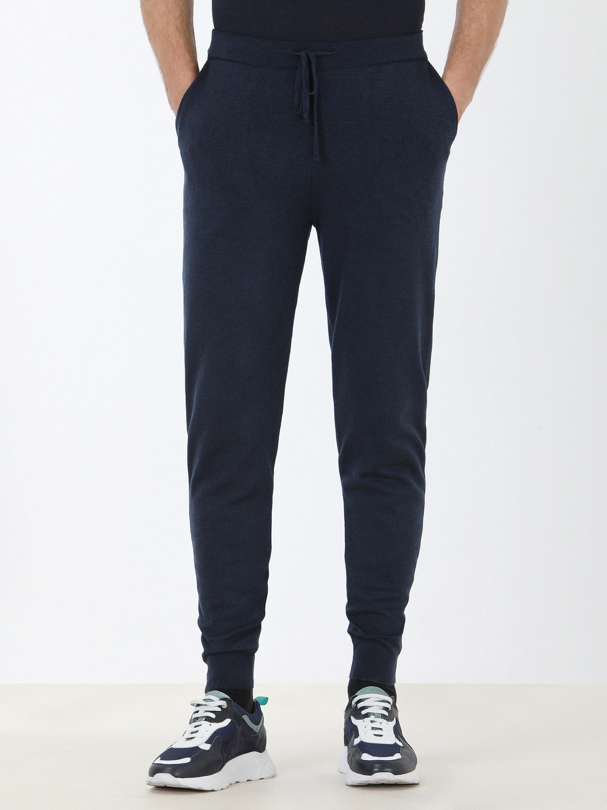 Lacivert Düz Örme Jogging Fit Casual Triko Pantolon