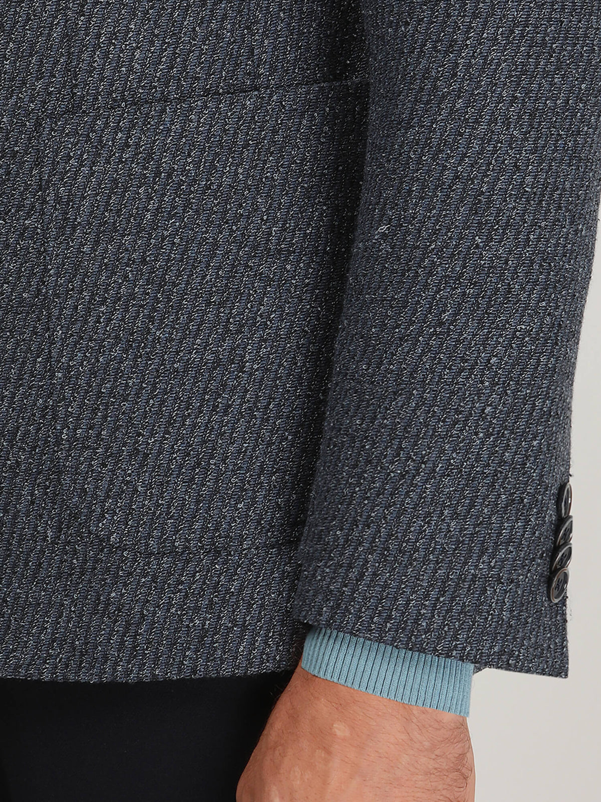 İndigo Desenli Modern Fit Pamuk Karışımlı Ceket