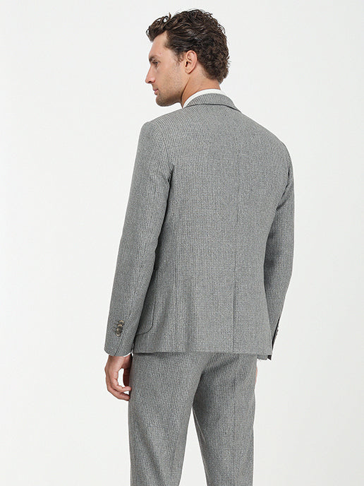 Gri Mikro Modern Fit Yün Karışımlı Takım Elbise