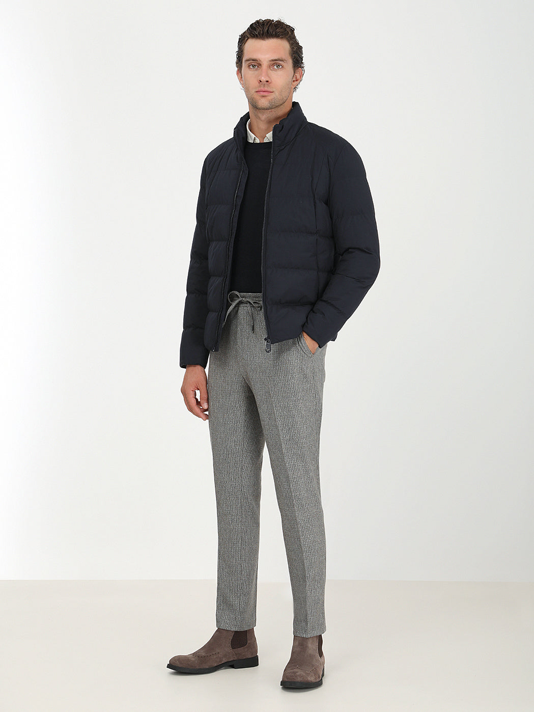 Gri Mikro Modern Fit Yün Karışımlı Takım Elbise