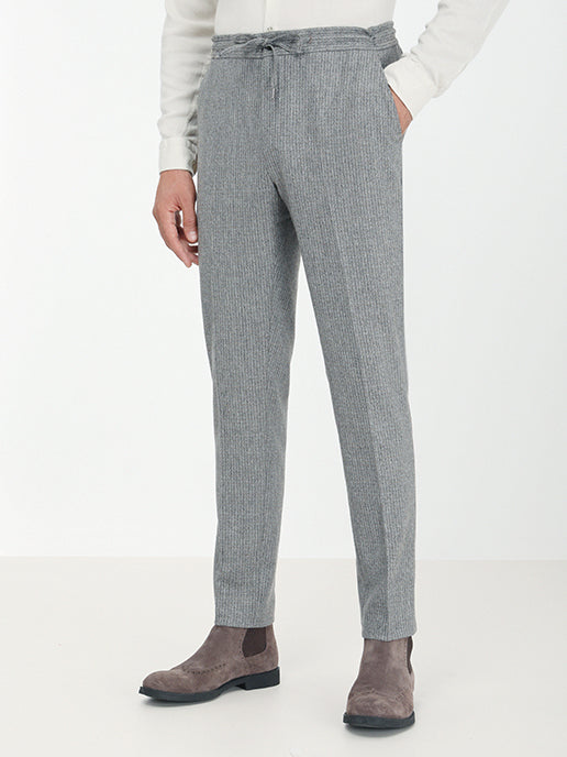 Gri Mikro Modern Fit Yün Karışımlı Takım Elbise
