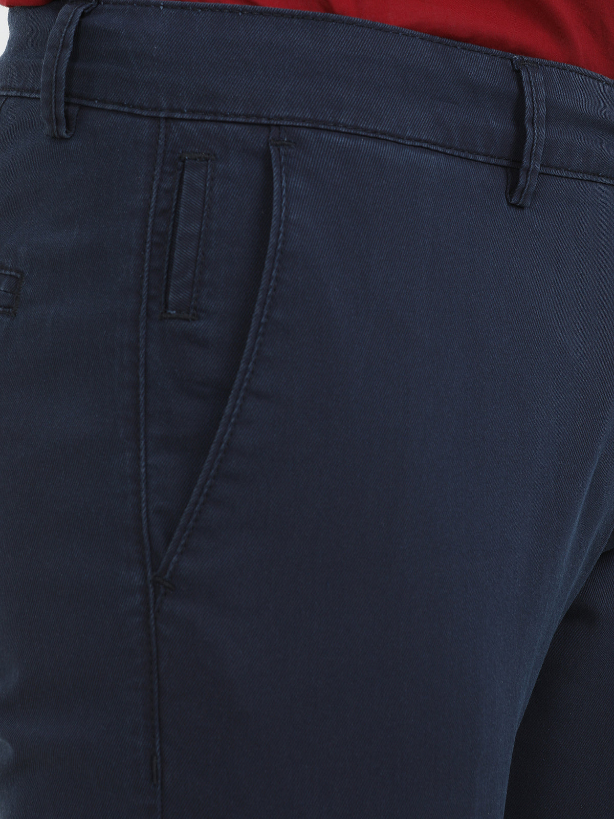 Lacivert Dokuma Slim Fit Casual Pamuk Karışımlı Pantolon
