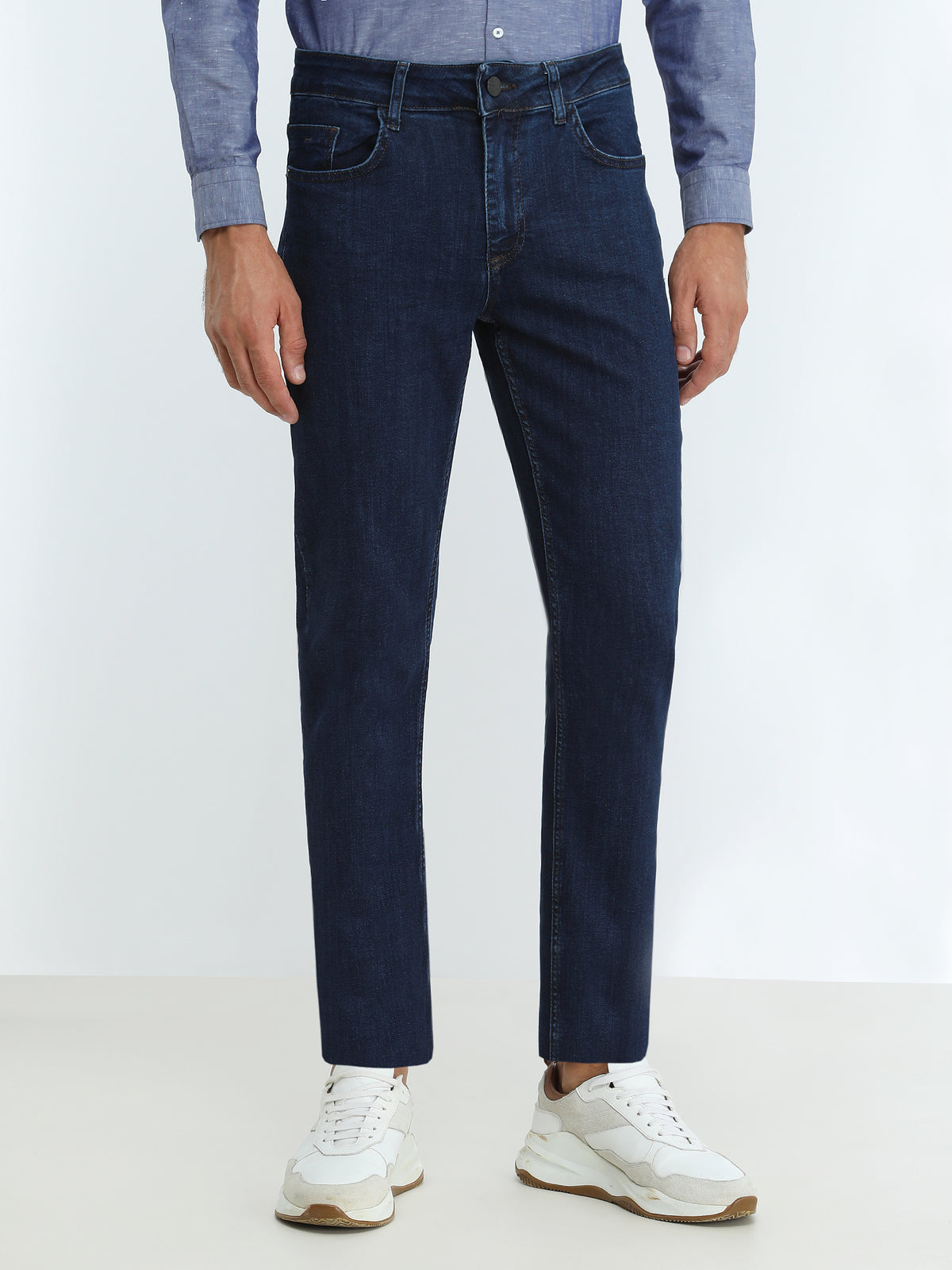 Lacivert Slim Fit Denim Pamuk Karışımlı Pantolon