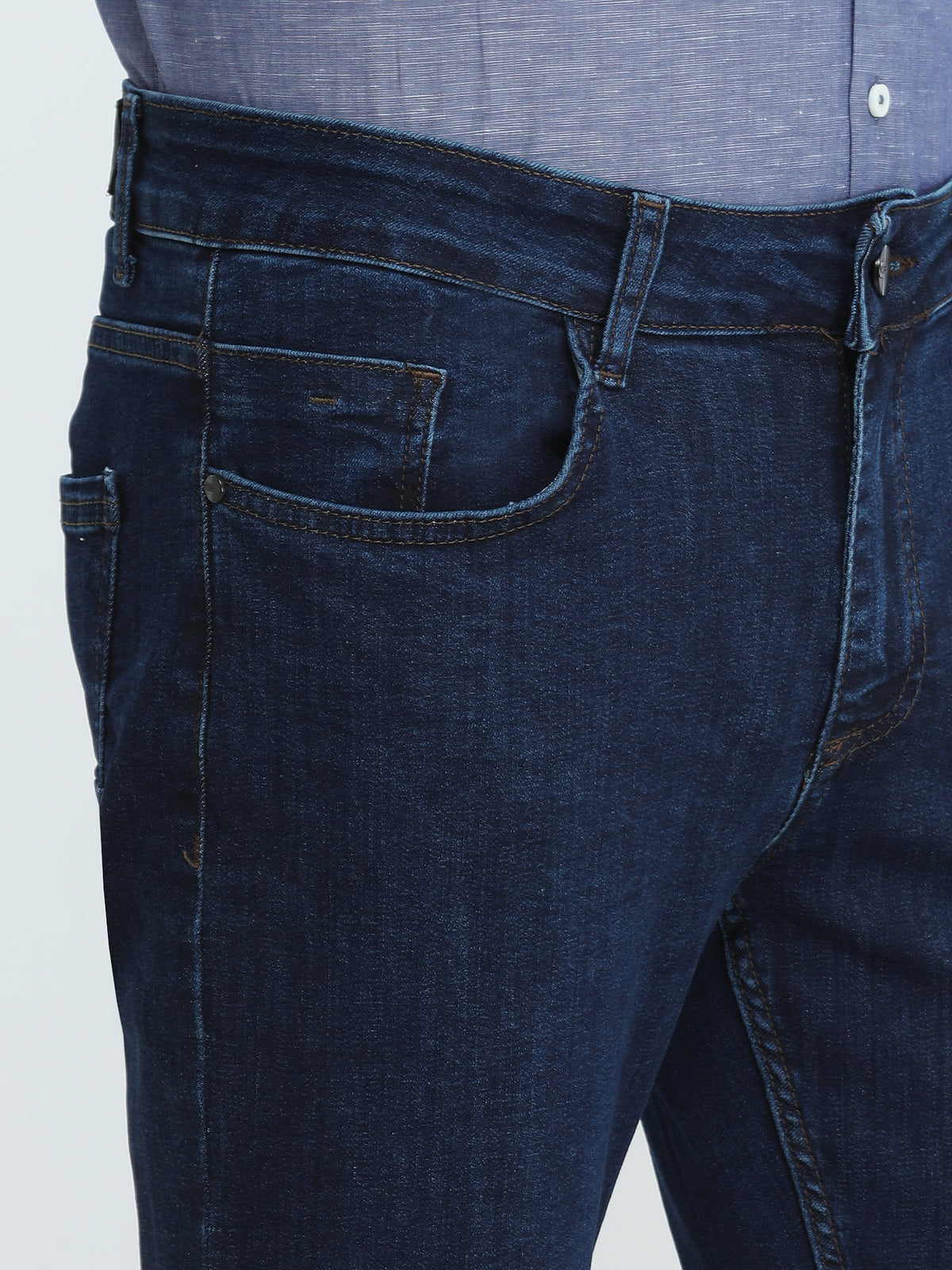 Lacivert Slim Fit Denim Pamuk Karışımlı Pantolon