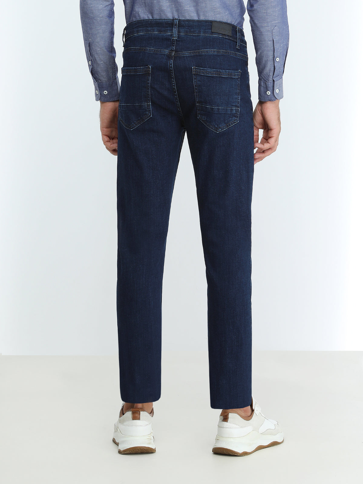 Lacivert Slim Fit Denim Pamuk Karışımlı Pantolon
