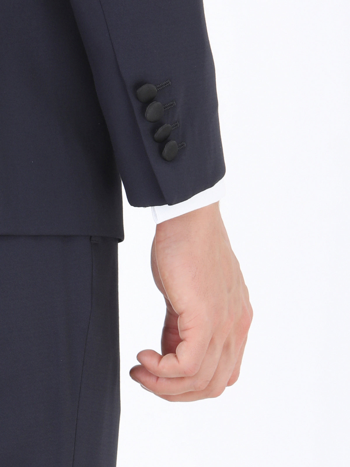 Lacivert Düz Slim Fit Demonte Yaka Dokuma Yelekli Smokin Takım Elbise