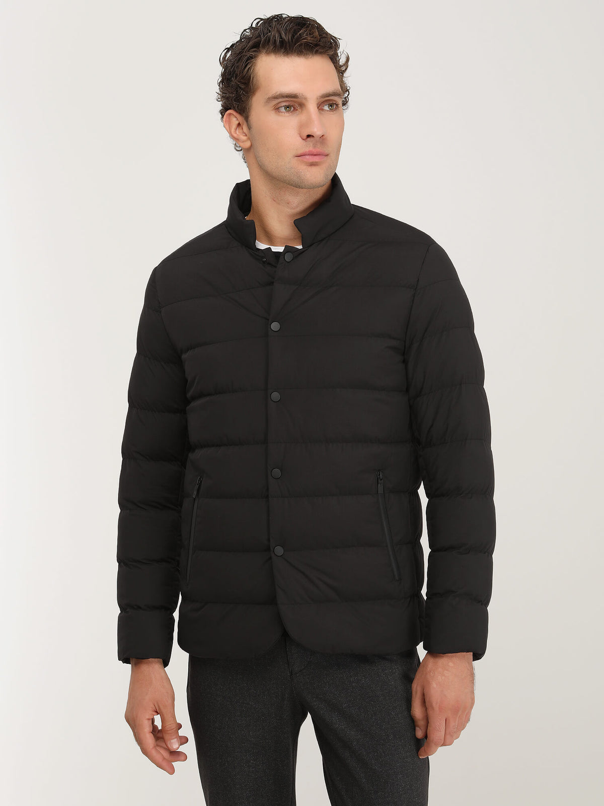 Siyah Regular Fit Micro Jel Elyaflı Spor Ceket