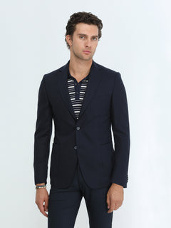 Lacivert Desenli Modern Fit Ceket