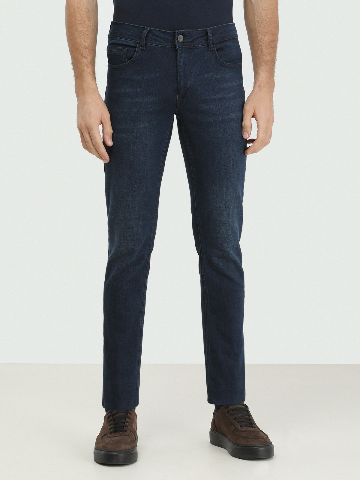 Lacivert Slim Fit Denim Pamuk Karışımlı Pantolon