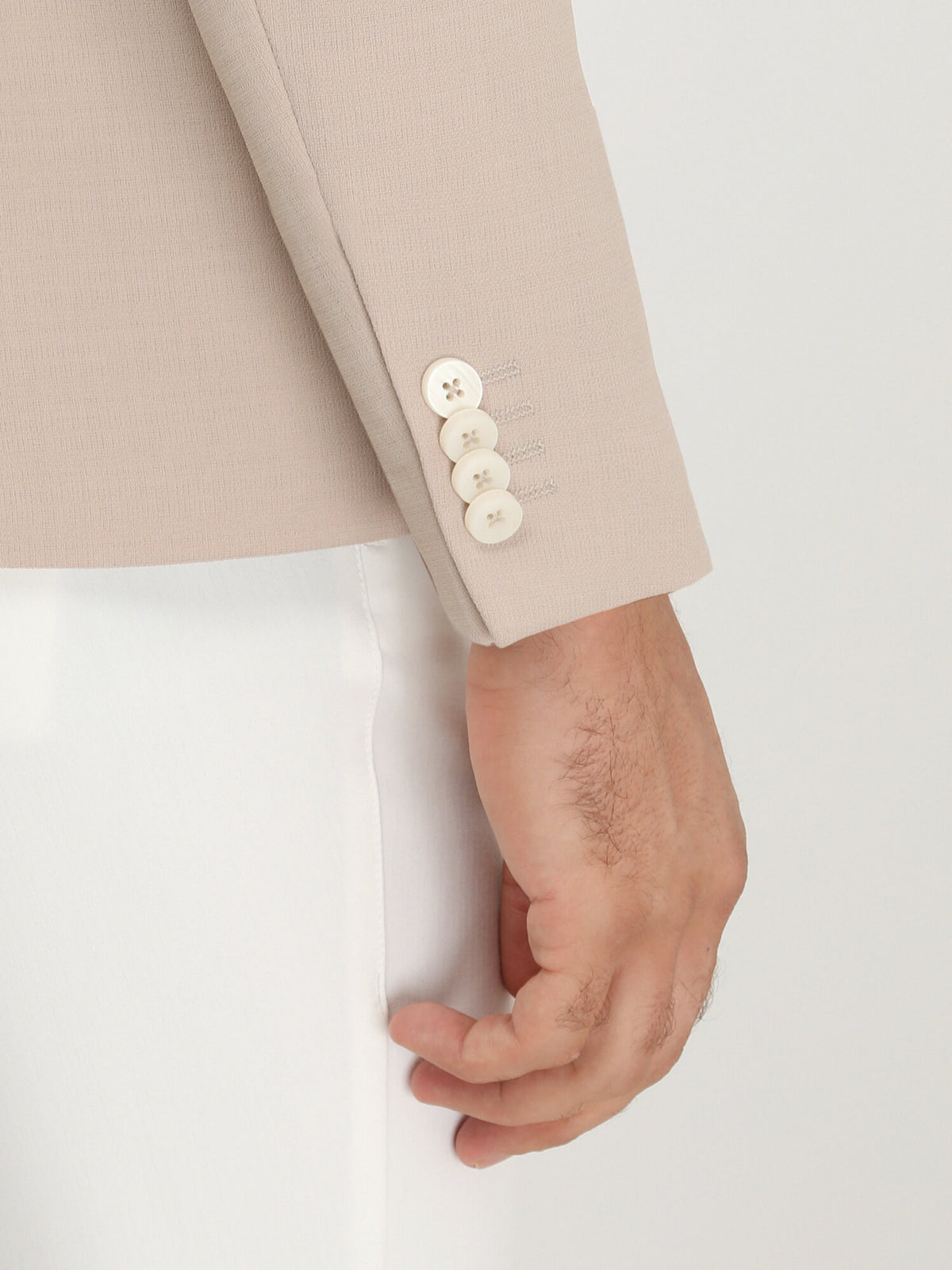 Bej Düz Slim Fit Ceket