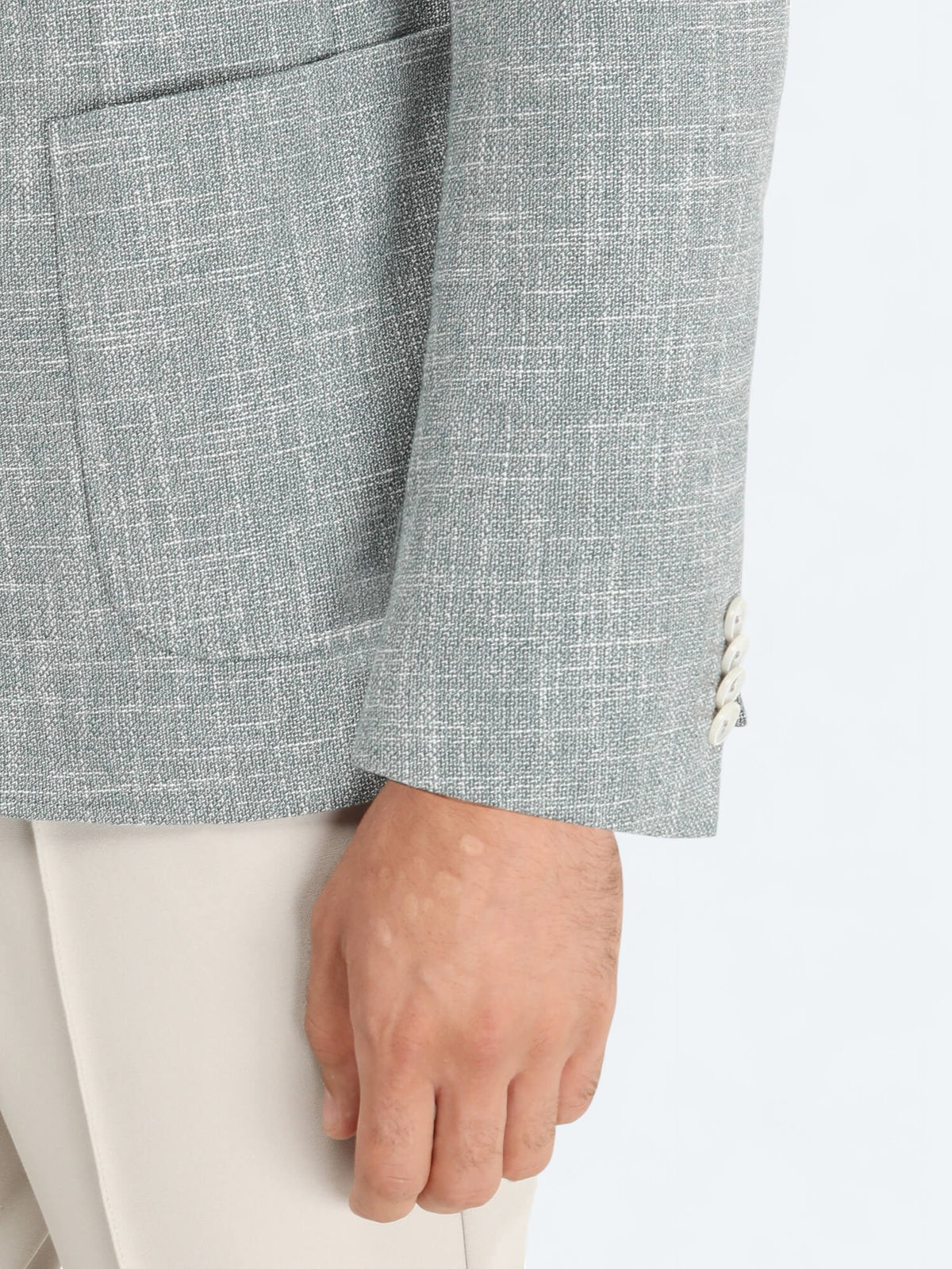 Yeşil Mikro Modern Fit Pamuk Karışımlı Ceket