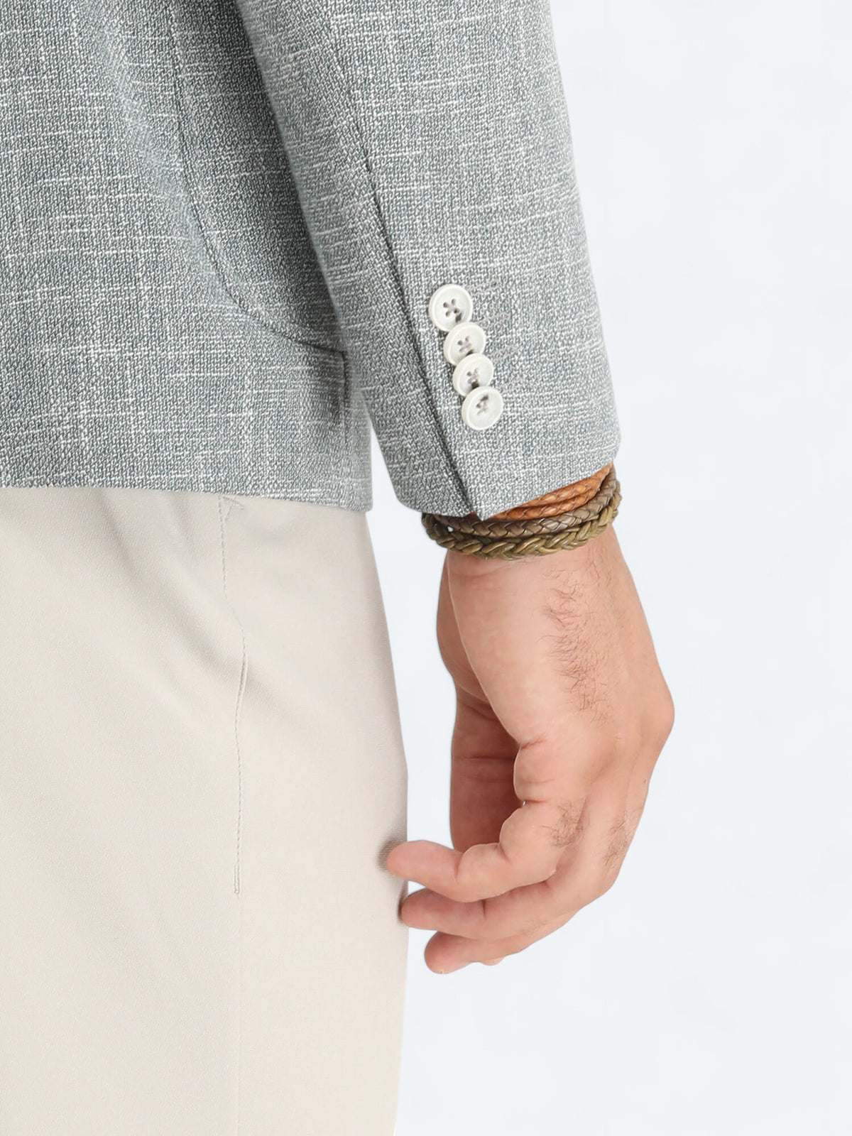 Yeşil Mikro Modern Fit Pamuk Karışımlı Ceket