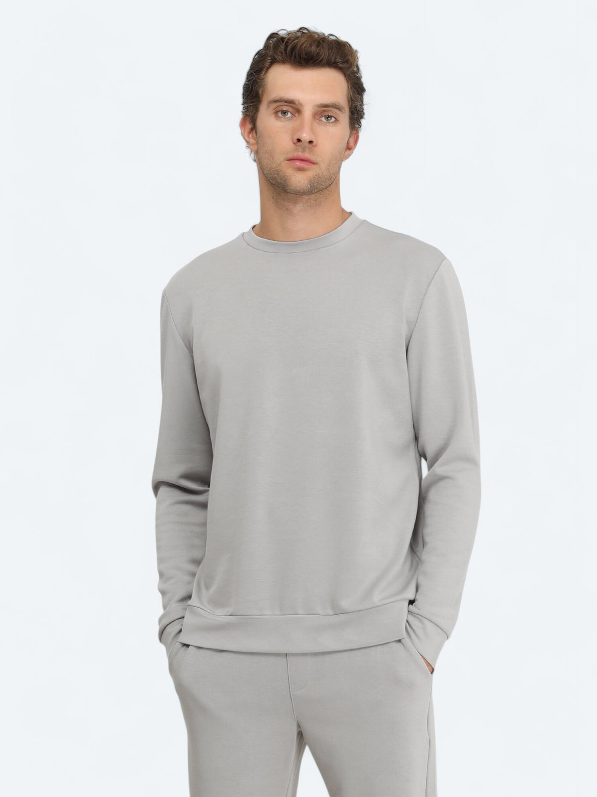 Gri Bisiklet Yaka Sweatshirt