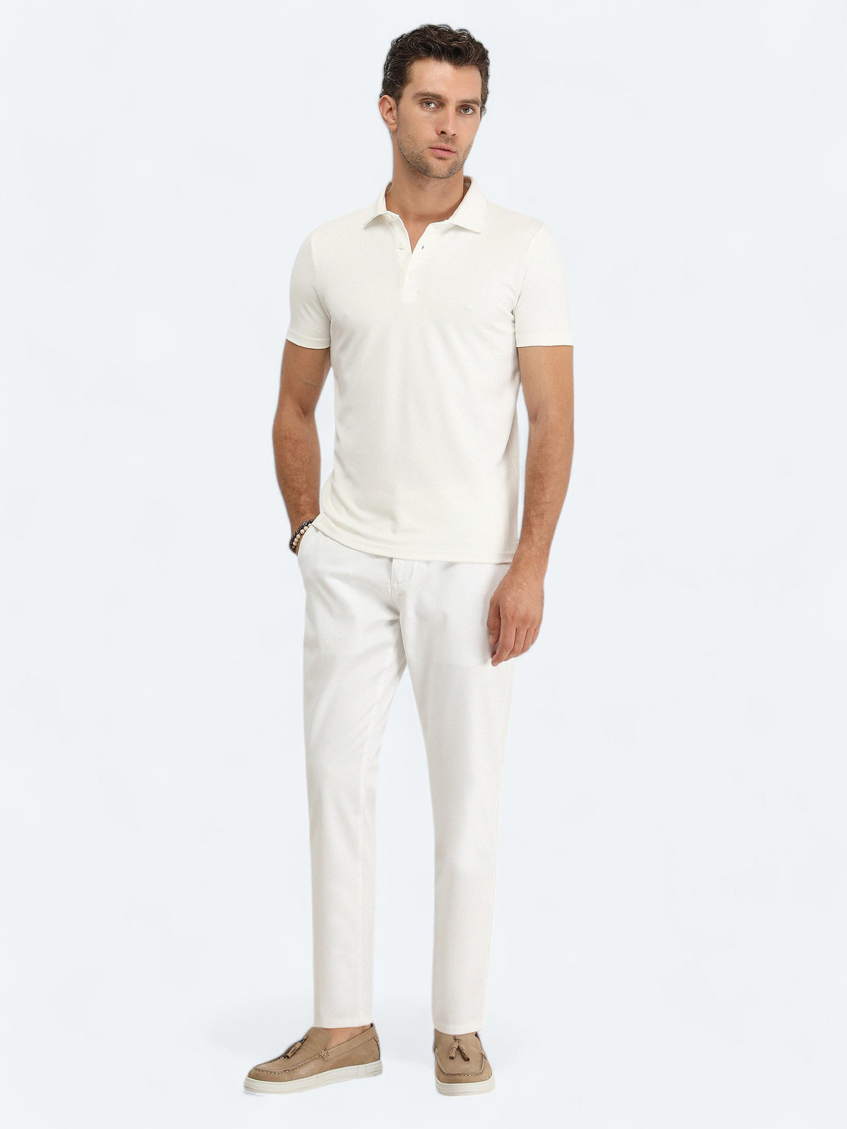 Ekru Polo Yaka T-Shirt
