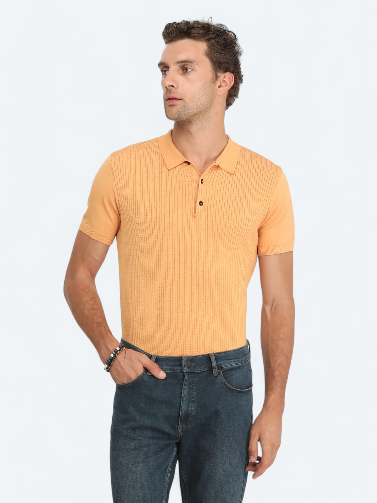 Somon Polo Yaka Jakarlı Triko