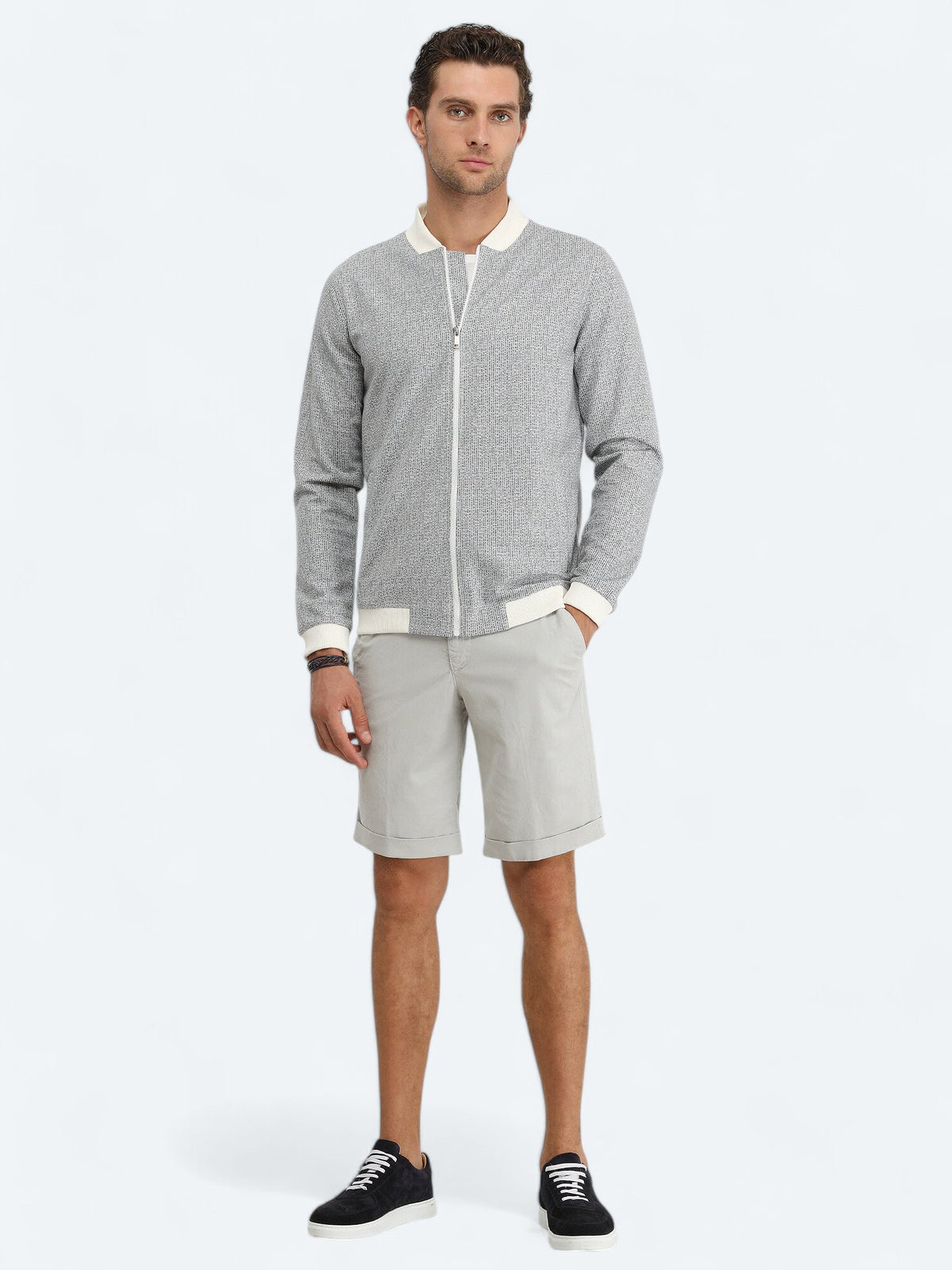 Lacivert Regular Fit Casual Örme Mont