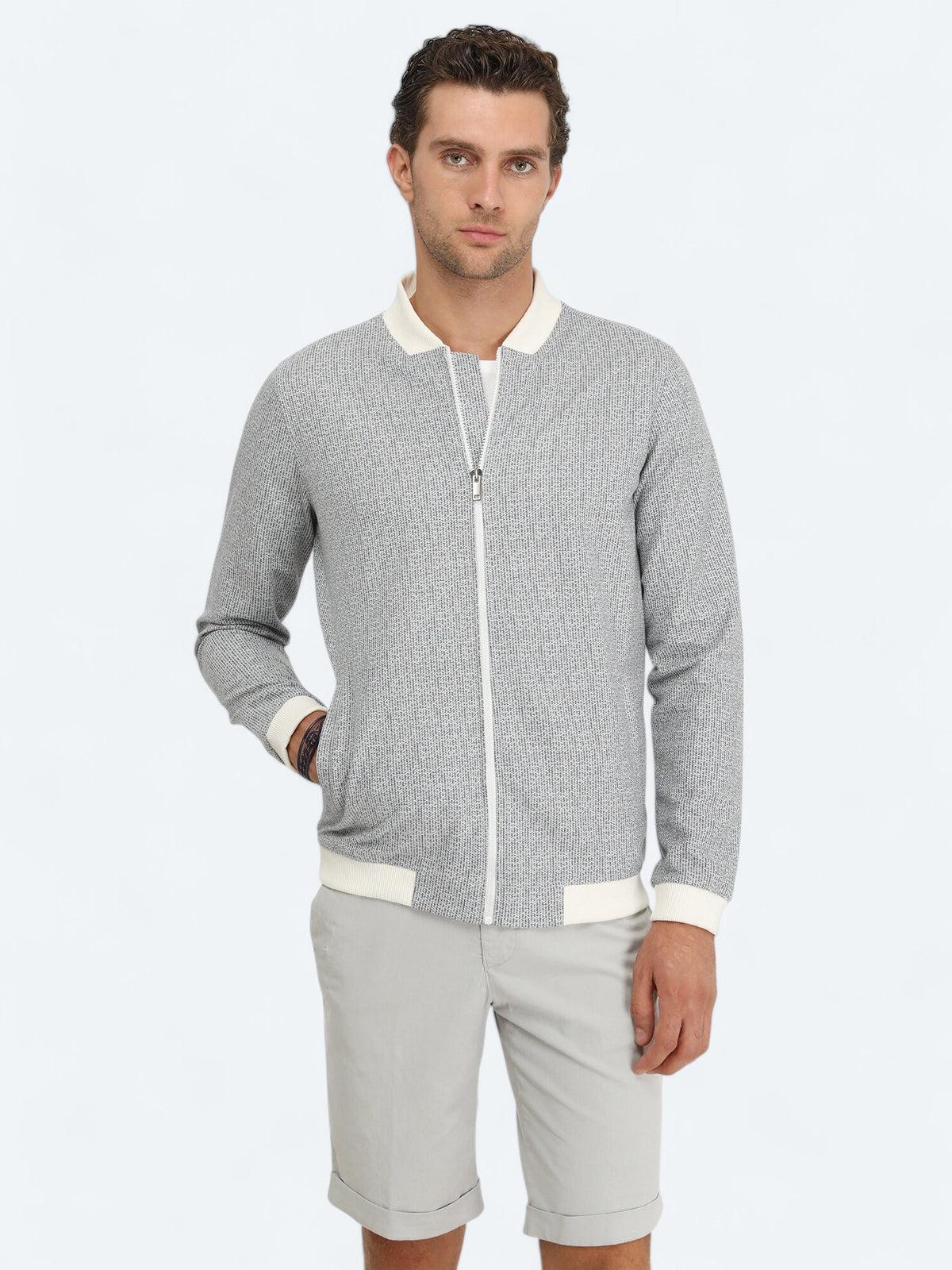 Lacivert Regular Fit Casual Örme Mont