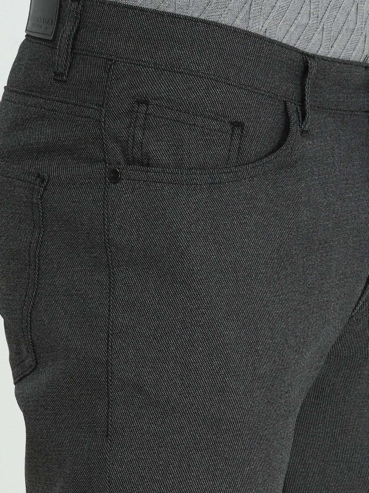 Siyah Dokuma Slim Fit Casual Pamuk Karışımlı Pantolon