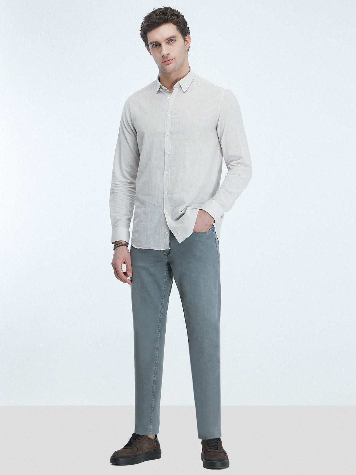 Taş Düz Regular Fit Uzun Dokuma Casual %100 Pamuk Gömlek