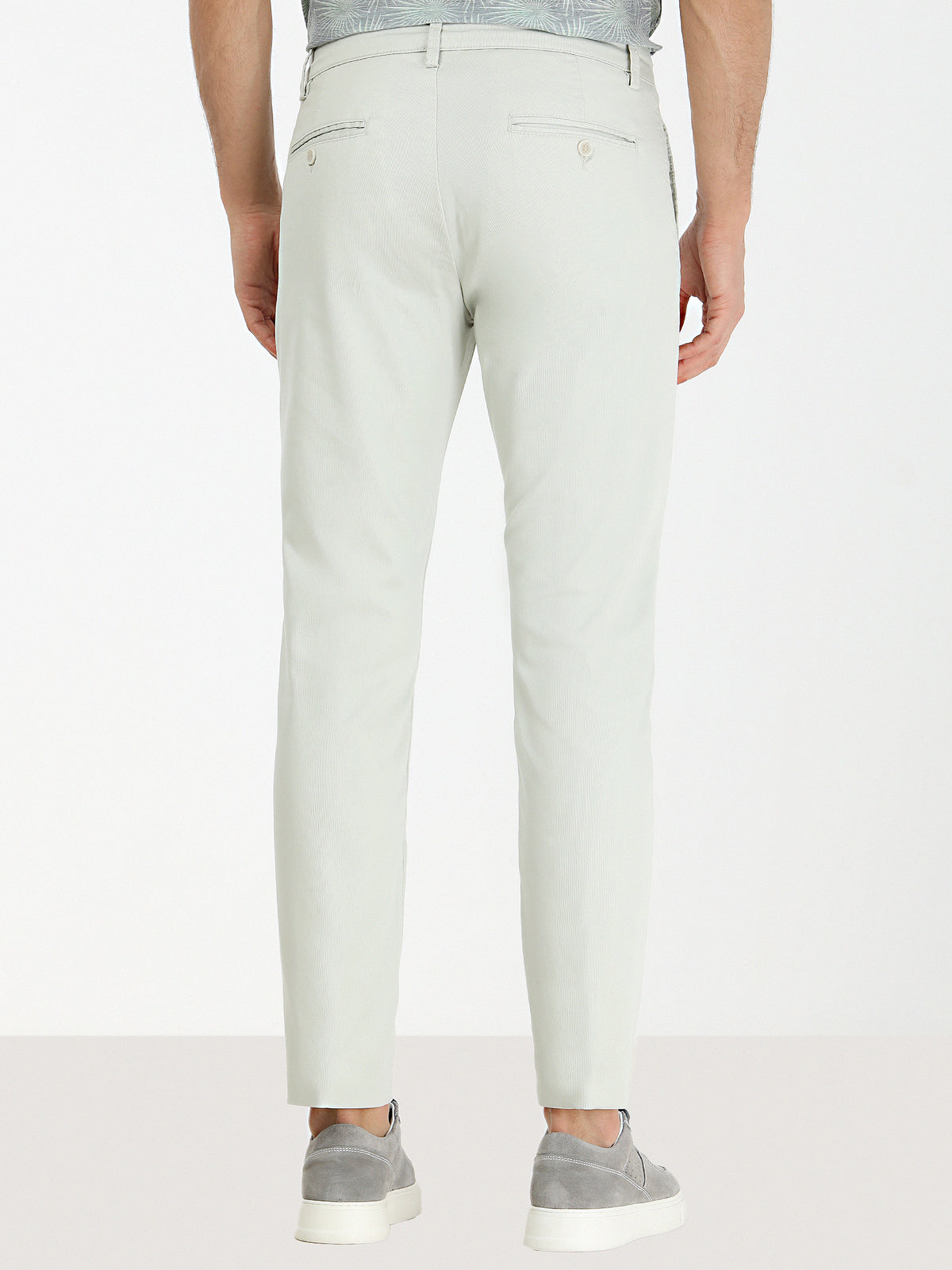 Nil Yeşili Dokuma Slim Fit Casual Pamuk Karışımlı Pantolon