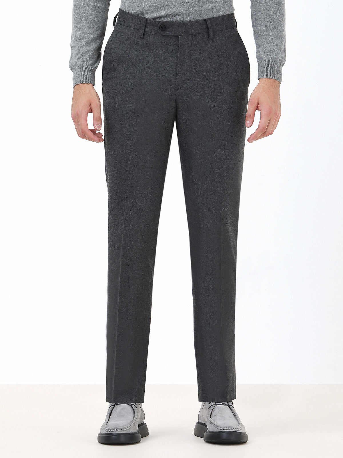 Antrasit Düz Dokuma Regular Fit Klasik Pantolon
