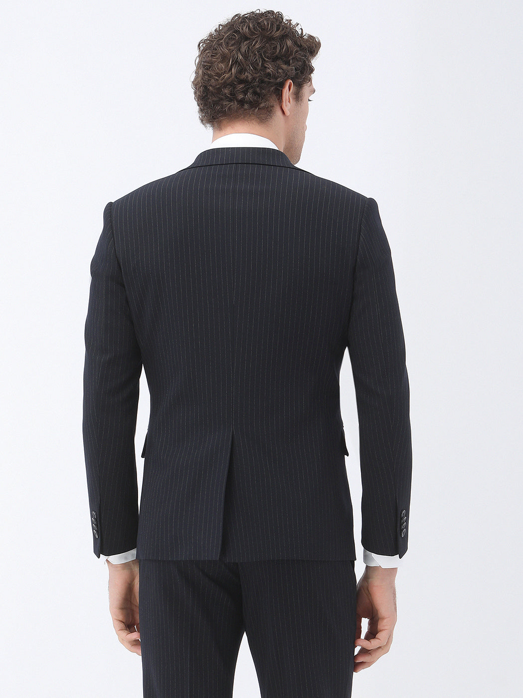 Lacivert Çizgili Modern Fit Takım Elbise