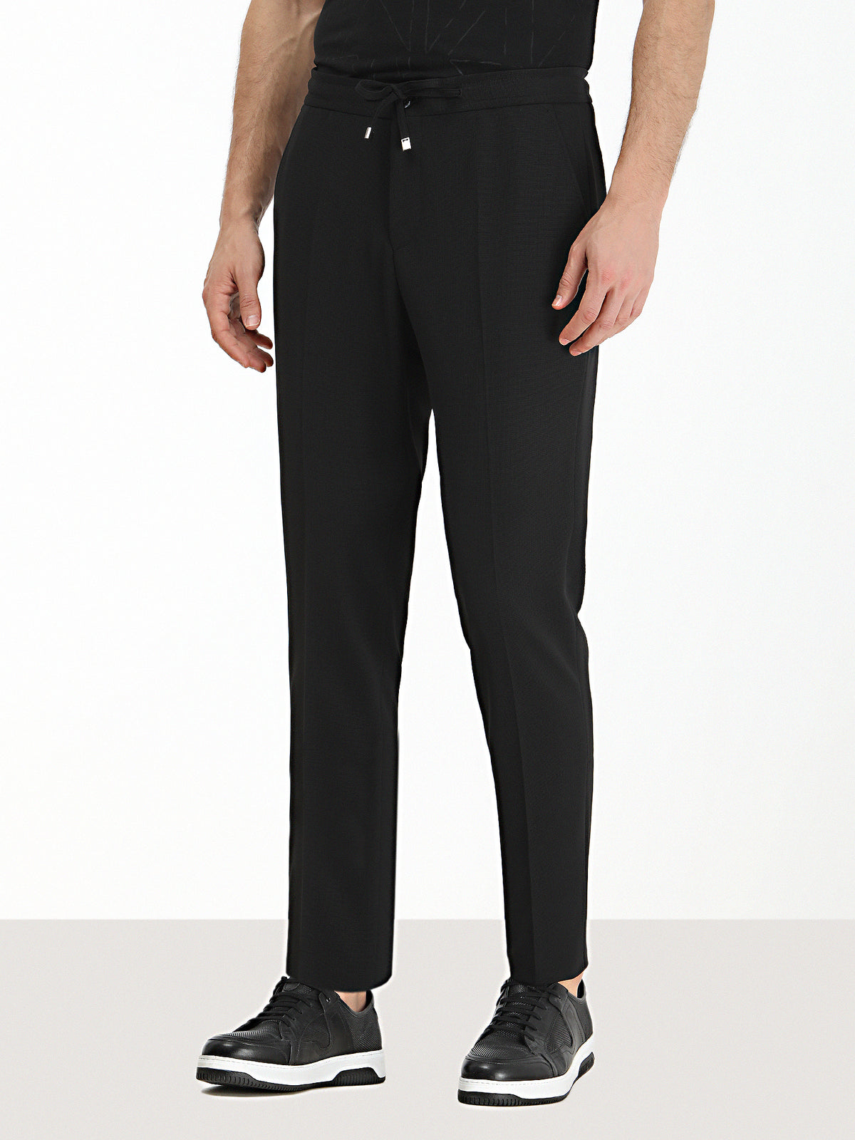 Siyah Düz Modern Fit Örme Takım Elbise