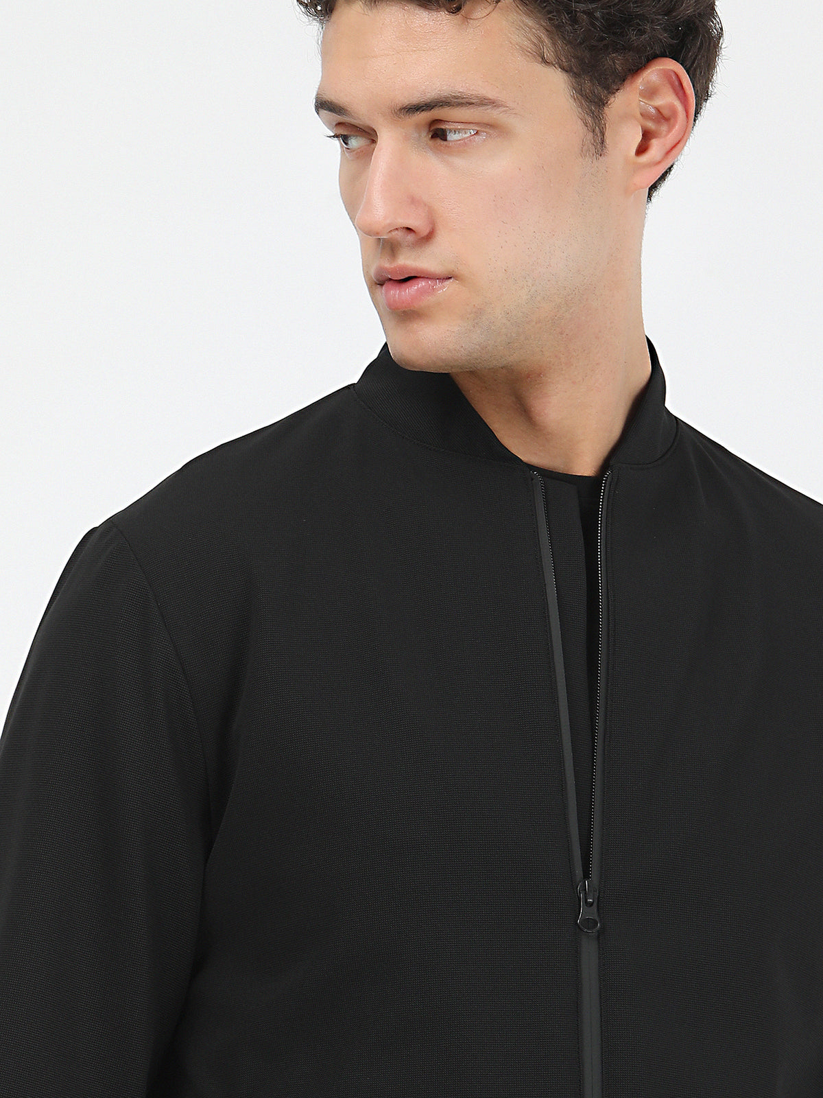 Siyah Düz Modern Fit Örme Takım Elbise