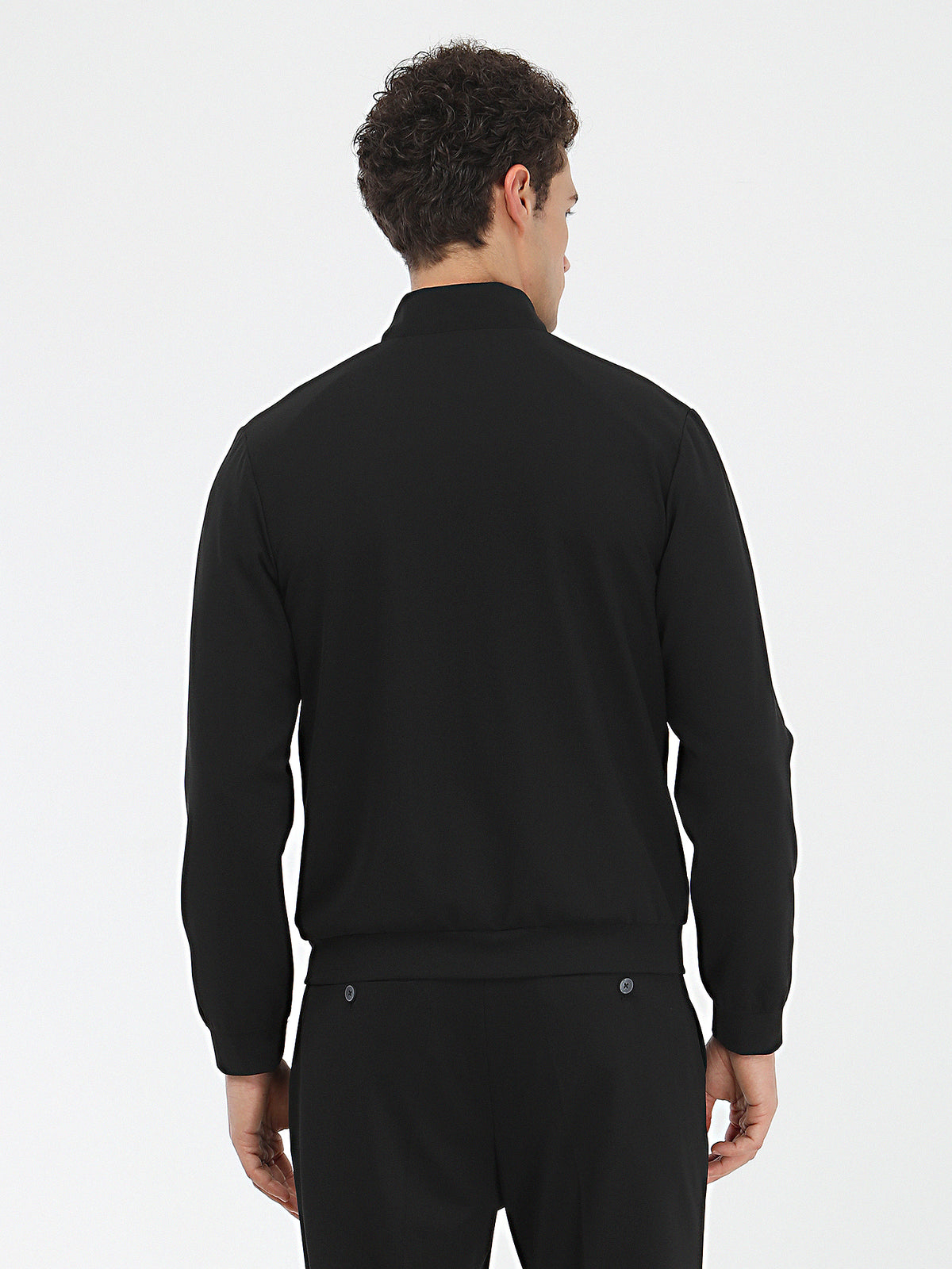 Siyah Düz Modern Fit Örme Takım Elbise
