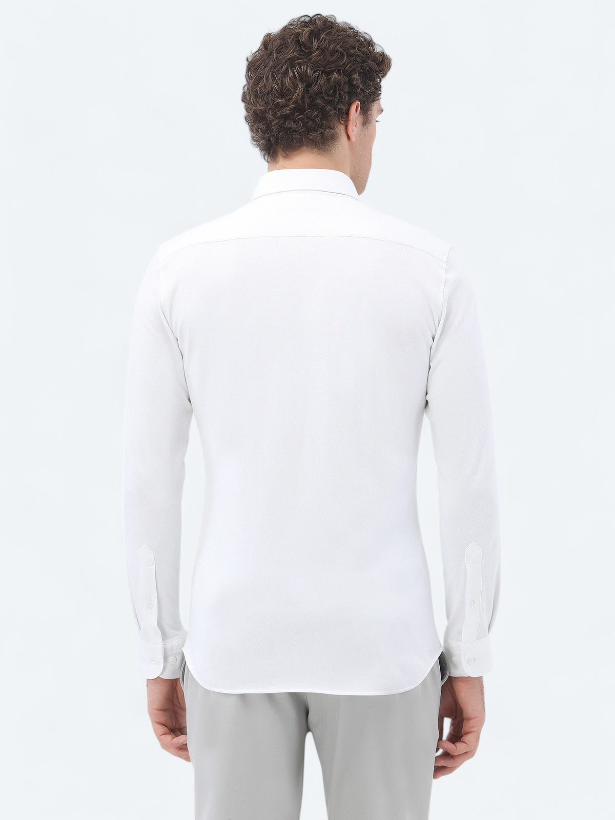 Beyaz Slim Fit Uzun Casual %100 Pamuk Gömlek