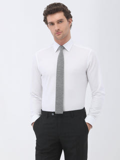 Beyaz Düz Slim Fit Uzun Dokuma Klasik %100 Pamuk Gömlek