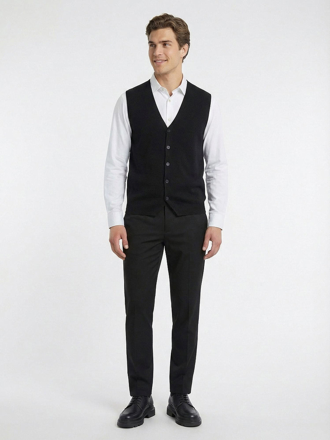 Siyah Regular Fit Casual Örme Triko Yelek