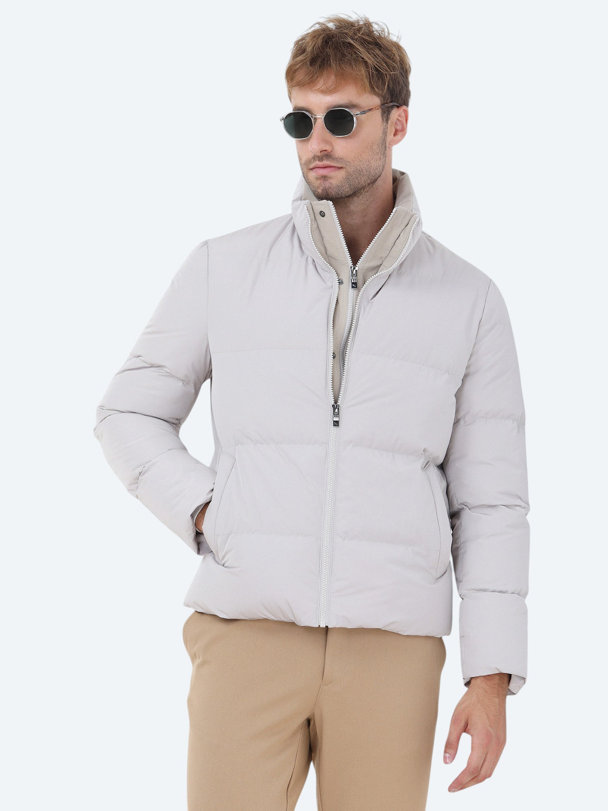 Taş Regular Fit Dik Yaka Casual Dokuma Mont