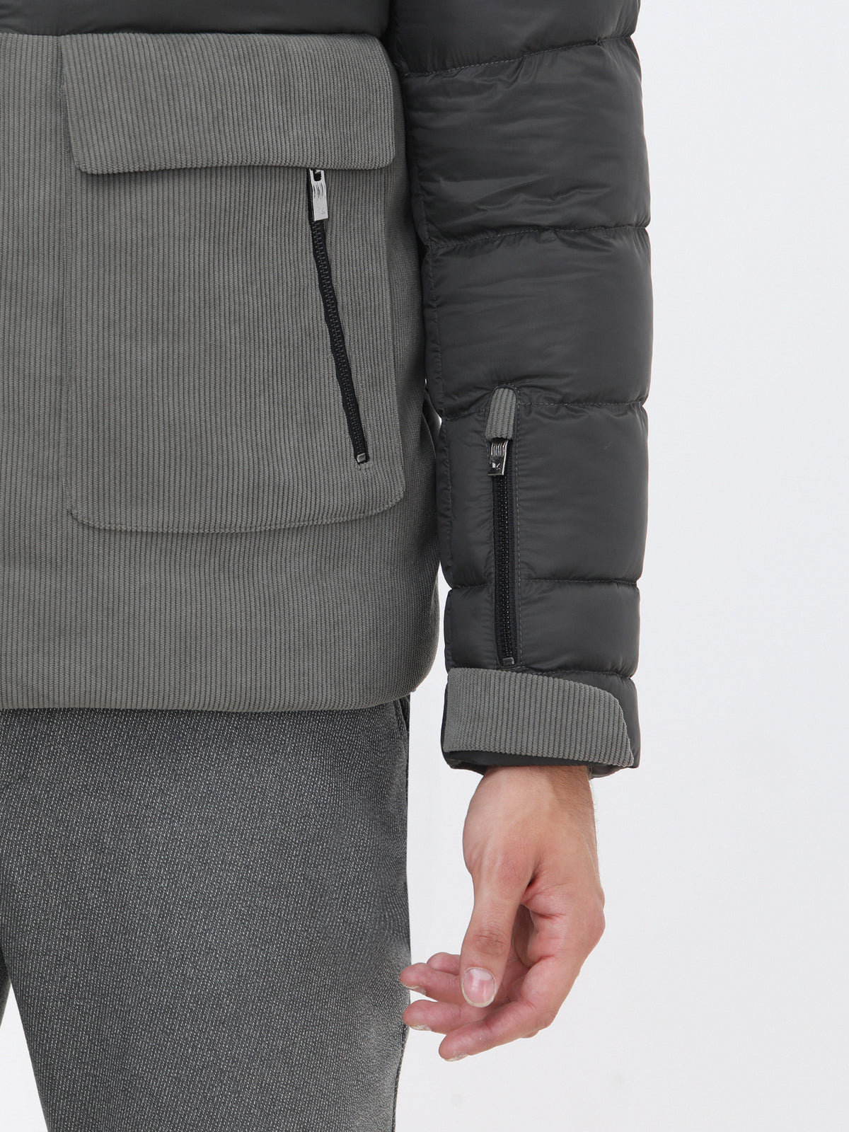 Haki Regular Fit Kapüşonlu Casual Dokuma Mont