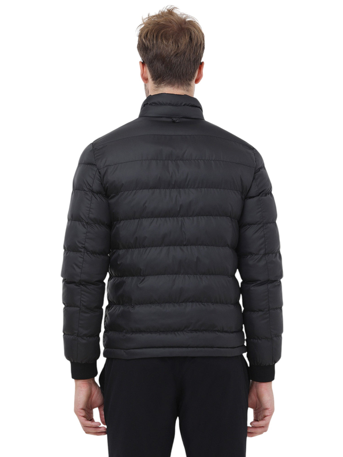 Siyah Regular Fit Kapüşonlu Casual Dokuma Pardösü