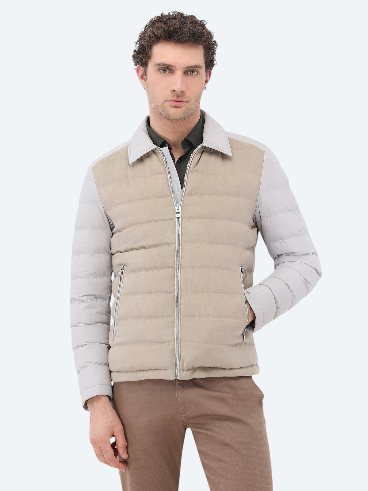 Taş Regular Fit Bebe Yaka Casual Dokuma Mont