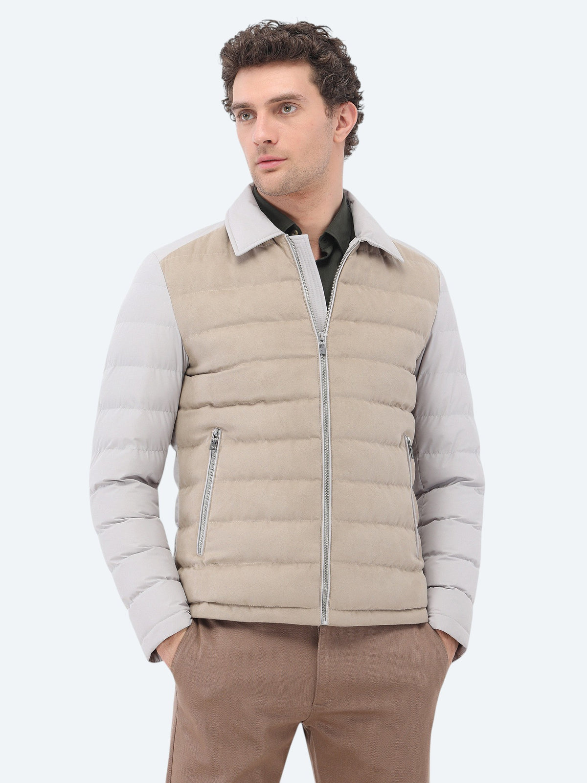 Taş Regular Fit Bebe Yaka Casual Dokuma Mont