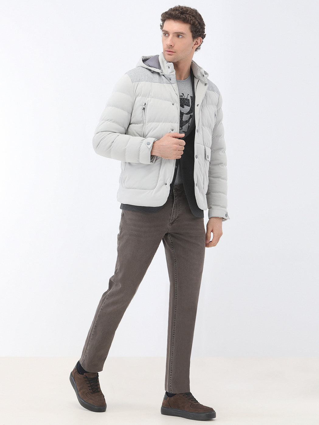 Açık Gri Regular Fit Micro Jel Elyaflı Spor Ceket