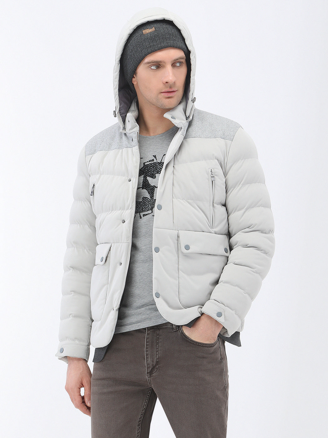 Açık Gri Regular Fit Micro Jel Elyaflı Spor Ceket