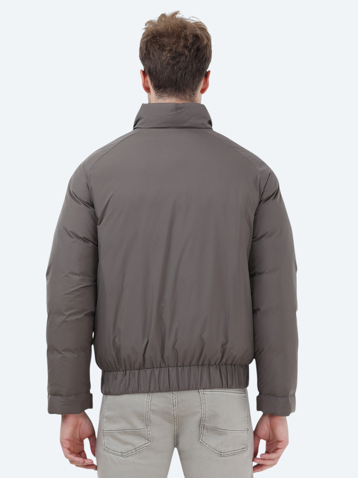Açık Kahve Regular Fit Dik Yaka Casual Dokuma Mont