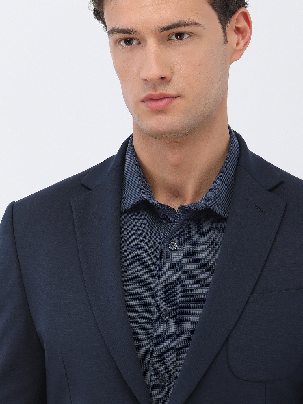 Lacivert Slim Fit Örme Takım Elbise