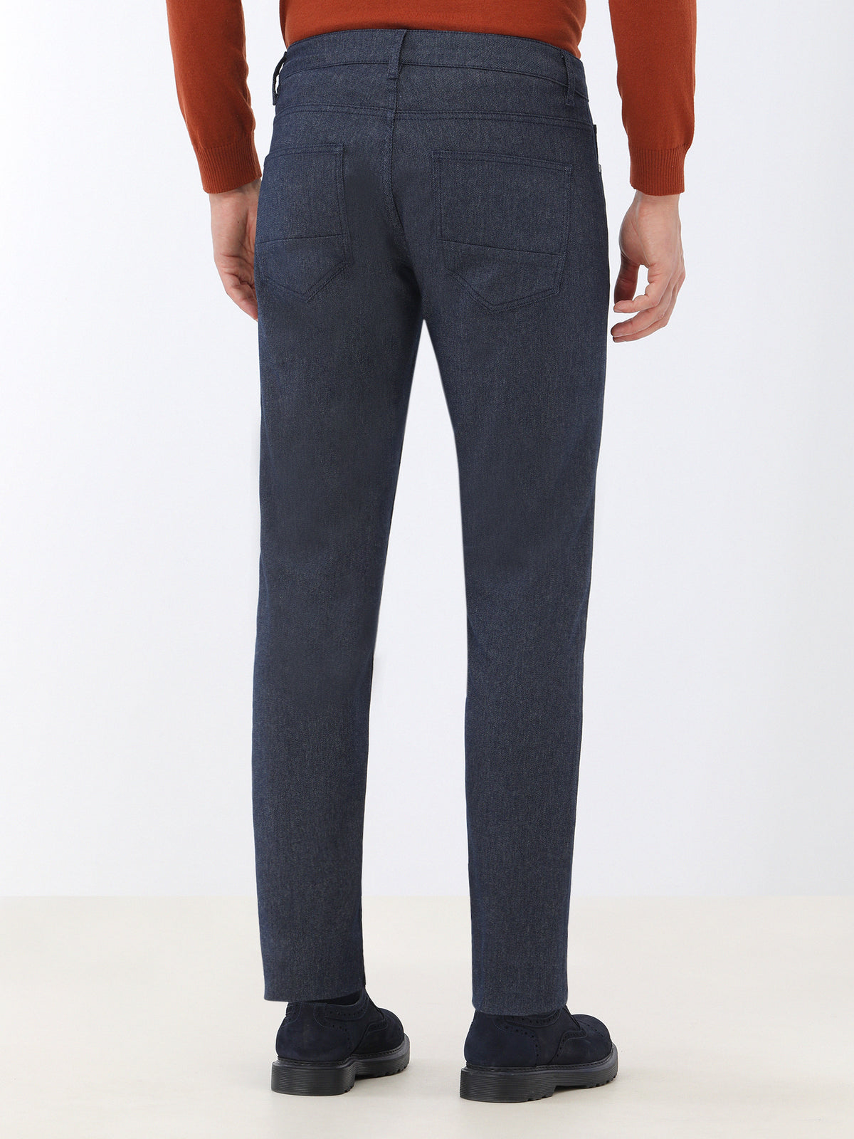 Lacivert Dokuma Slim Fit Casual Pamuk Karışımlı Pantolon