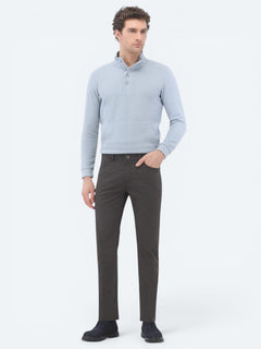 Kahverengi Dokuma Slim Fit Casual Pamuk Karışımlı Pantolon