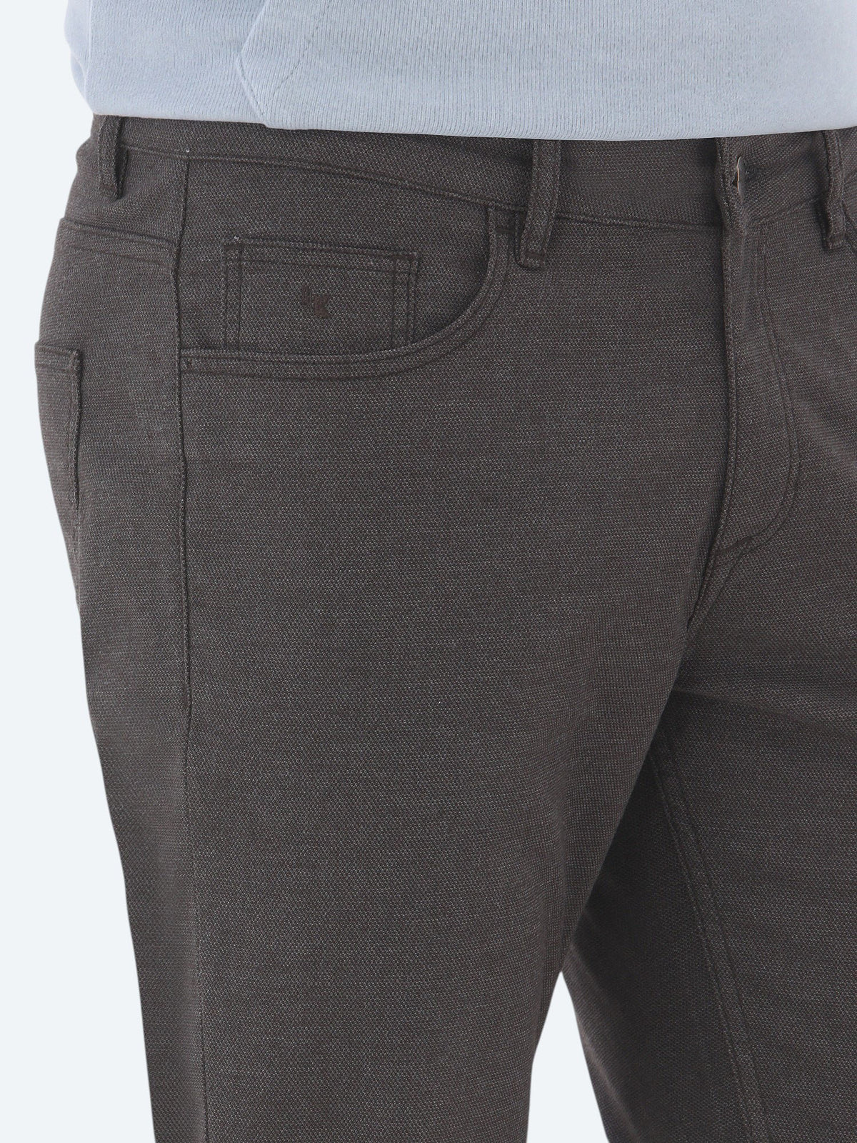 Kahverengi Dokuma Slim Fit Casual Pamuk Karışımlı Pantolon