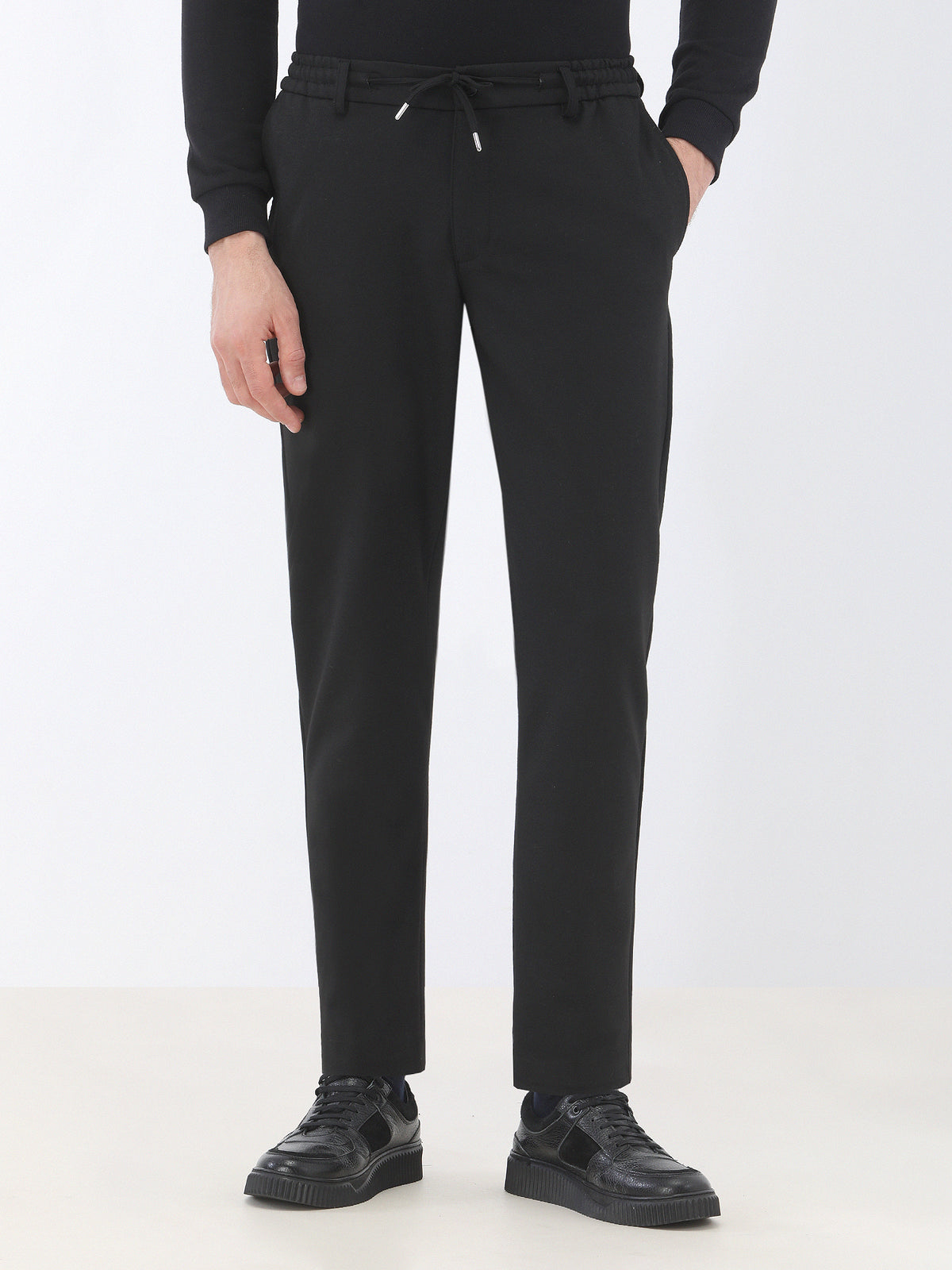 Siyah Örme Jogging Fit Casual Pantolon