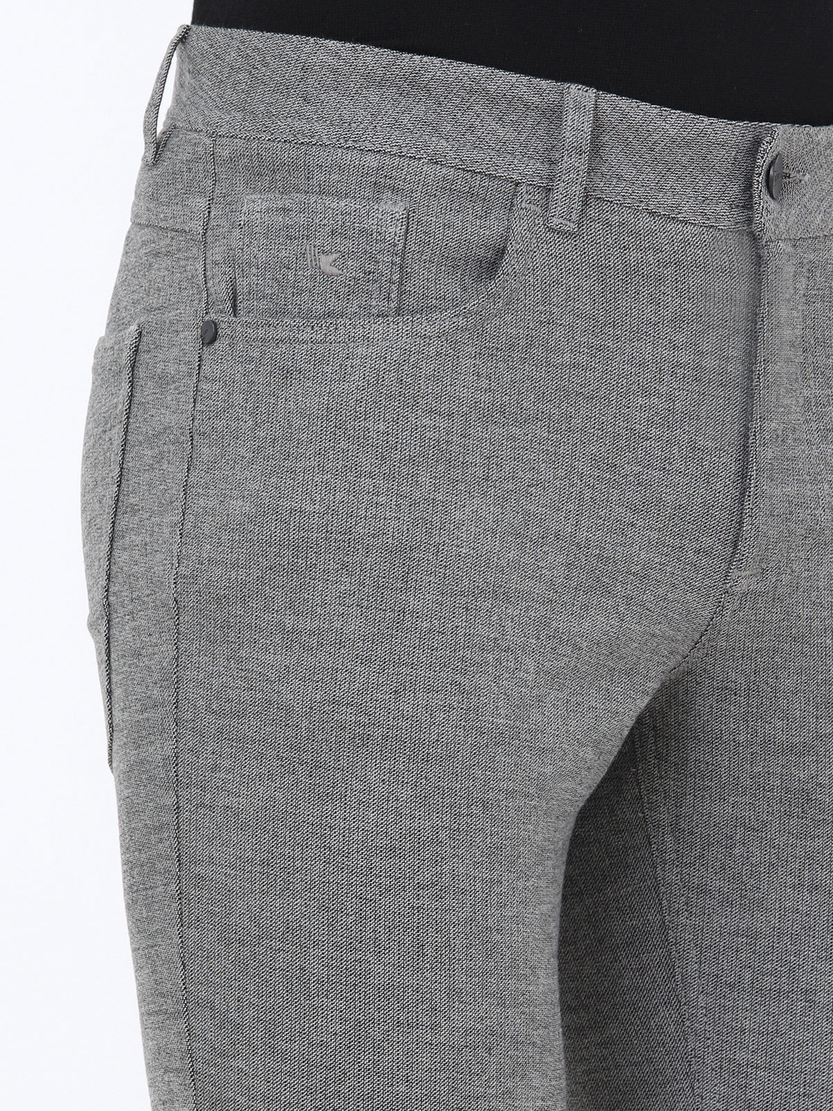 Siyah Çizgili Dokuma Slim Fit Casual Pamuk Karışımlı Pantolon