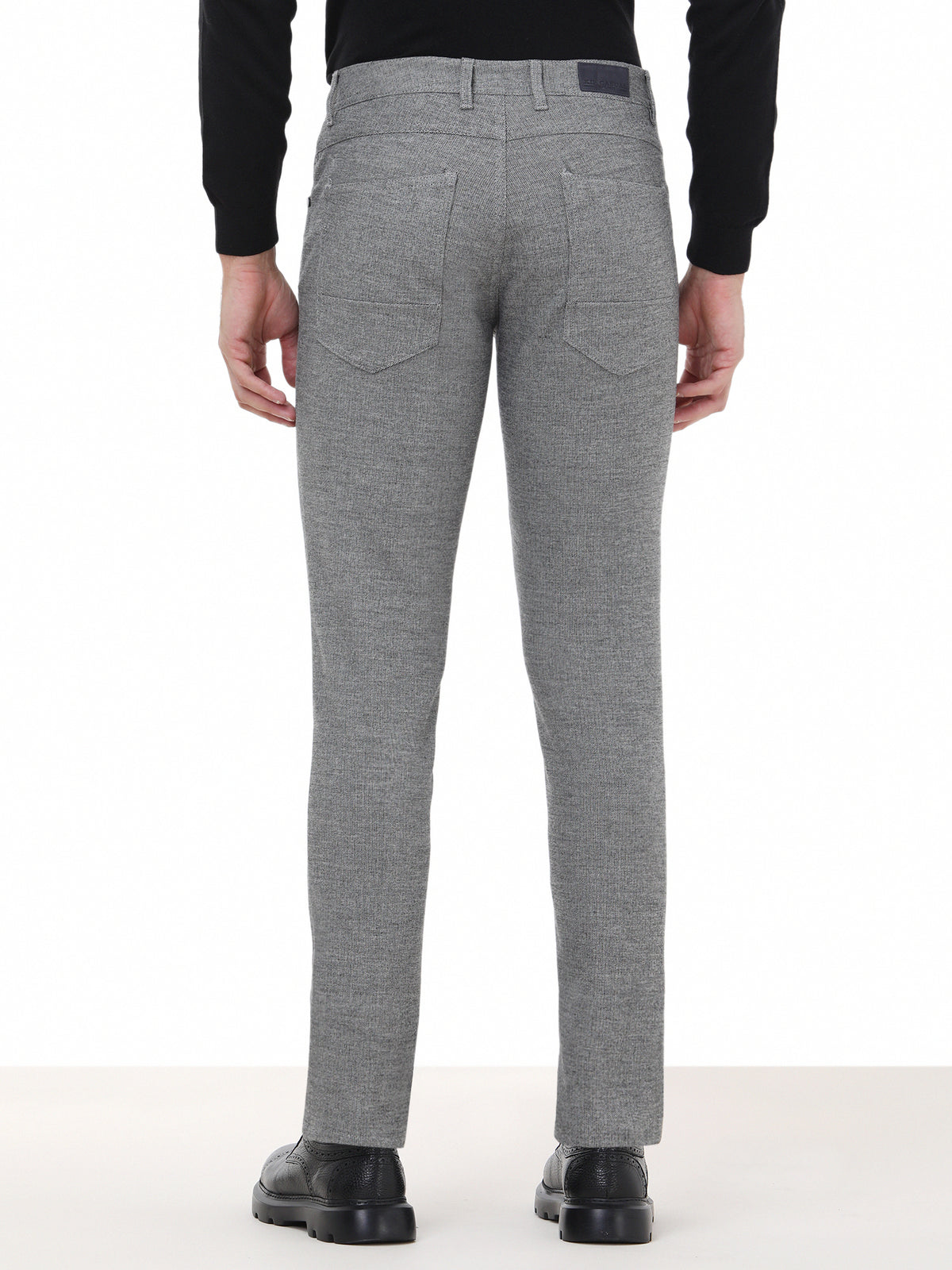 Siyah Çizgili Dokuma Slim Fit Casual Pamuk Karışımlı Pantolon