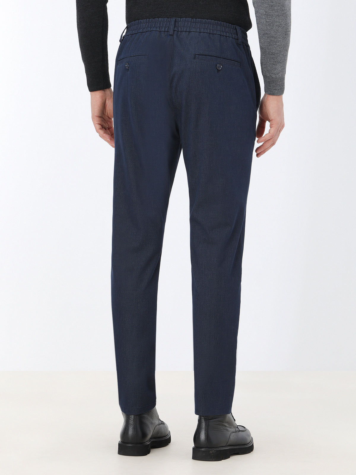 Lacivert Dokuma Jogging Fit Casual Pamuk Karışımlı Pantolon