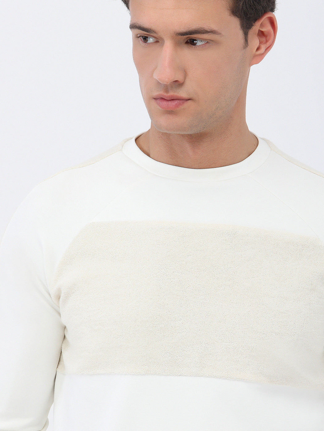 Ekru Bisiklet Yaka Sweatshirt